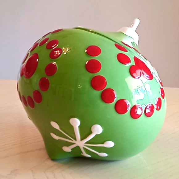 Real Home M&M's Christmas Green Ball Tree Ornament Cookie/Candy Jar. Like New! - Picture 5 of 15